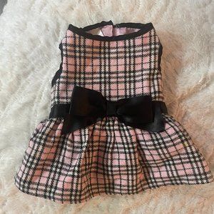 Fancy plaid doggy dress Size XS with bow